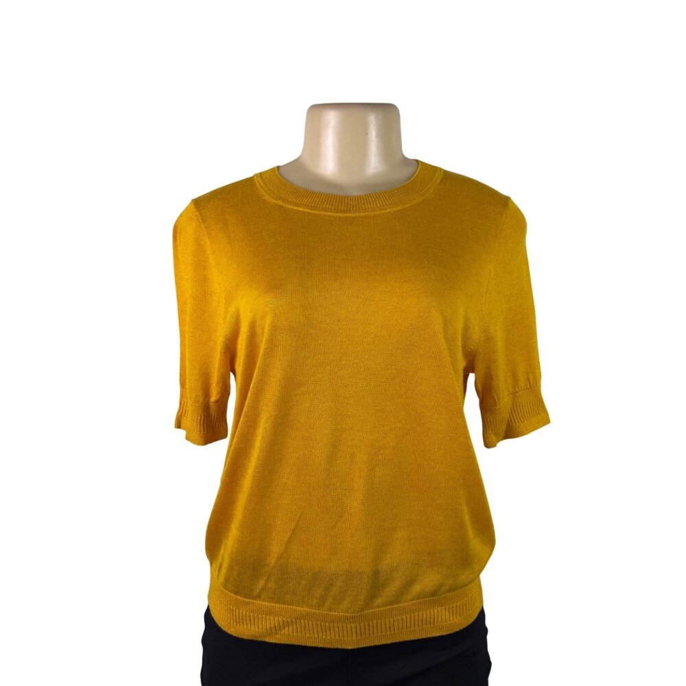 J.Crew Womens Mustard Yellow Lyocell Blend Short Sleeve Sweater Size M